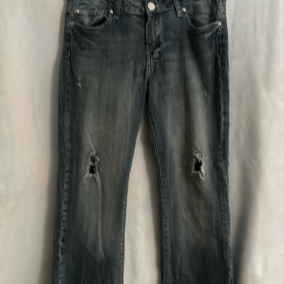 Vigoss Women Size 7Jeans Medium Wash Distressed Frayed Stretch - Picture 1 of 5